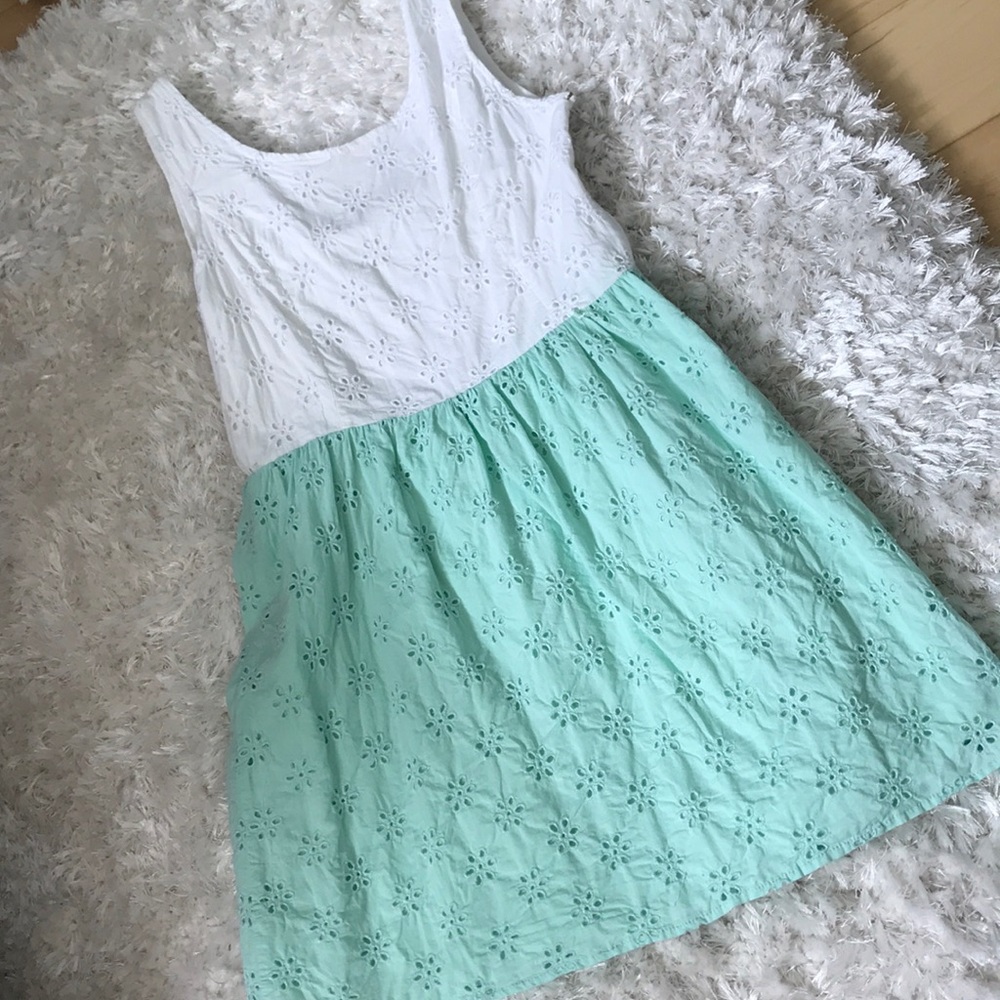 Summery Mint Green and White Dress